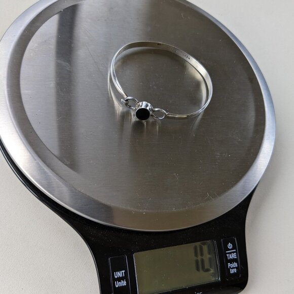 Taxco Sterling Hook-and-Eye Bangle with Black Gem 10g - Picture 11 of 11